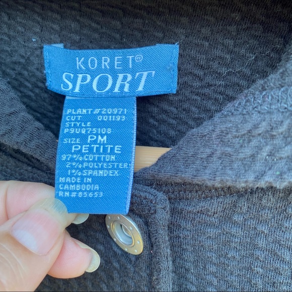 Koret Sport cotton Black Hooded Waffle weave 3/4 sleeve Jacket pockets … - Picture 5 of 7